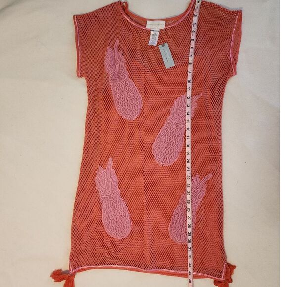 Corey Lynn Calter Coral Pineapple Cover-Up Dress with Slip Petite M/L - Picture 7 of 7